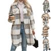 Women's Casual Fashion Long-sleeved Lapel Plaid Print Woolen Thick Coat