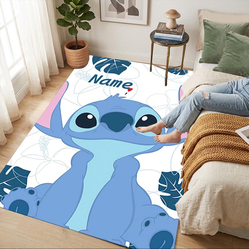 Personalized Name Stitch Paradise Living Room Non-Slip Area Rug Soft Carpet for Bedroom Kids Playroom Sofa Office Home Decor Doormat