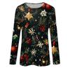 Женская мода повседневный рождественский принт круглый вырез длинный рукав пуловер топ