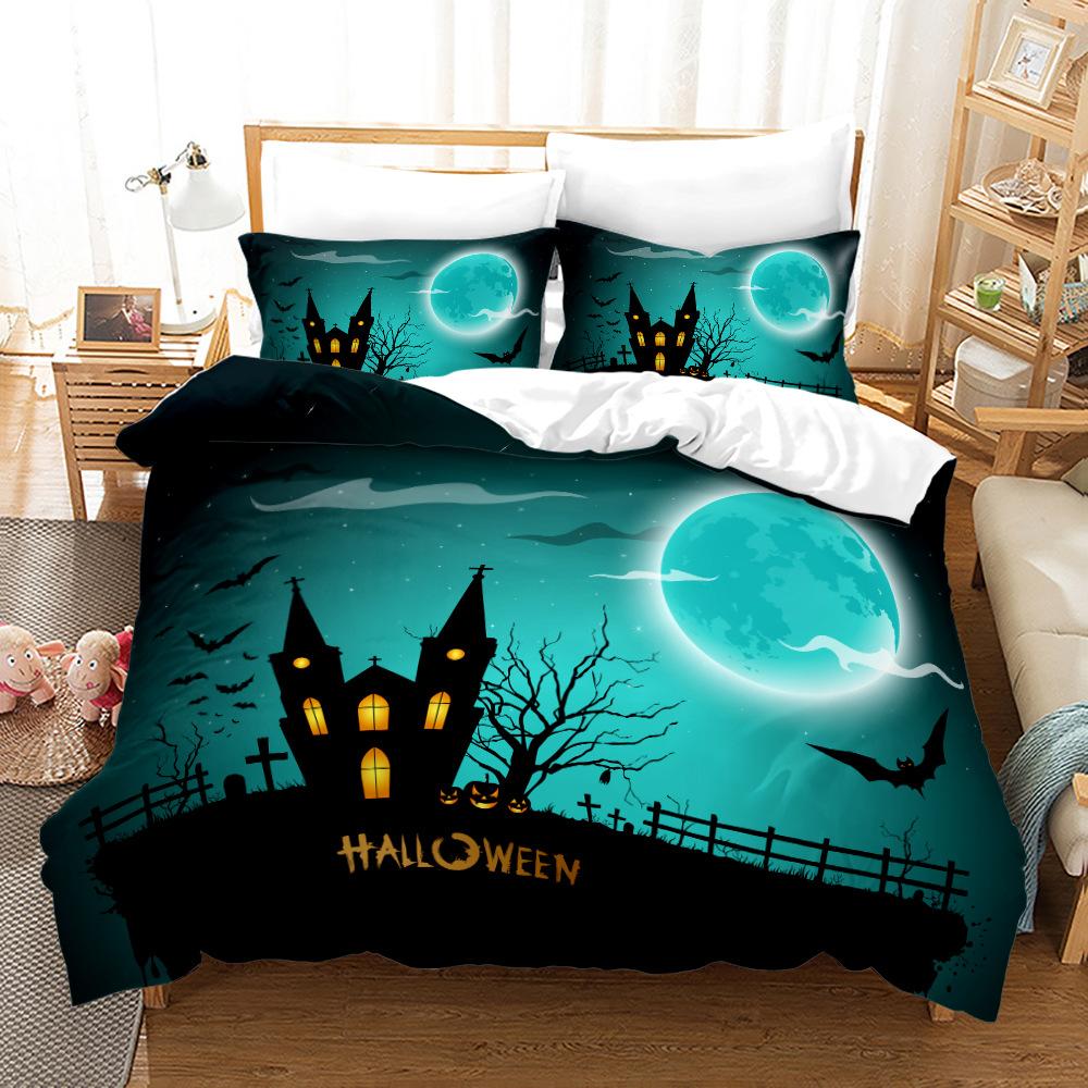 3D Halloween Bedding Set Pumpkin Ghost Quilt Cover Pillow Case 2 or 3 Pieces DE135 * 200 Halloween Atmosphere Decoration Soft Home Decoration
