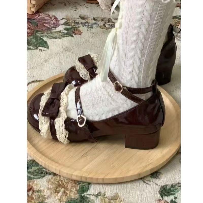 Sweet Bow Lolita Versatile Cute Sweet Cool Original Mary Round Head Single Shoes Leather Shoes Light Mouth New