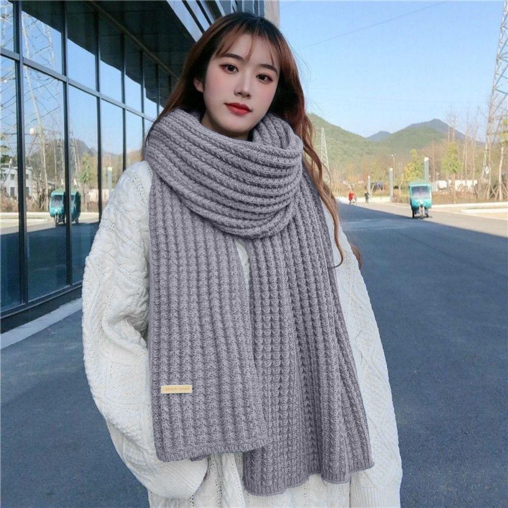 Windproof Knitting Scarf Thickening Warm Tube Couple Warm Neck Cover Thermal Neck Warmer  Men Women