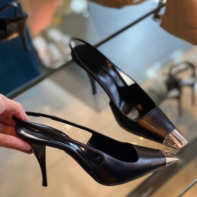 Новые сексуальные металлические сандалии с квадратным носком, женские туфли на высоком каблуке, женские туфли на шпильках, модные вечерние туфли для дам Zapatos De Mujer