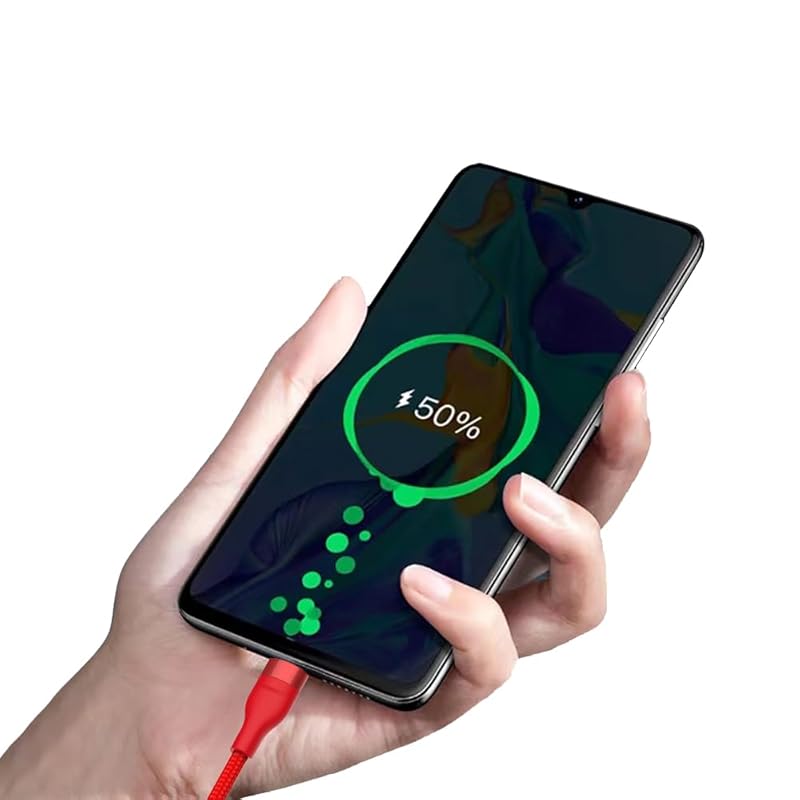 AXYO Type-C Cable 20cm To PD Compatible Nylon Knitting 3A 65W Max Fast Charging Data Transfer Short Compatible with Type-C Port Devices USB-C 0.2m Red