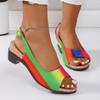 Hot Selling Summer Women's Shoes High Quality Fashionable Women's Sandals One-button Printed Open Toe Thick Heel Roman Shoes