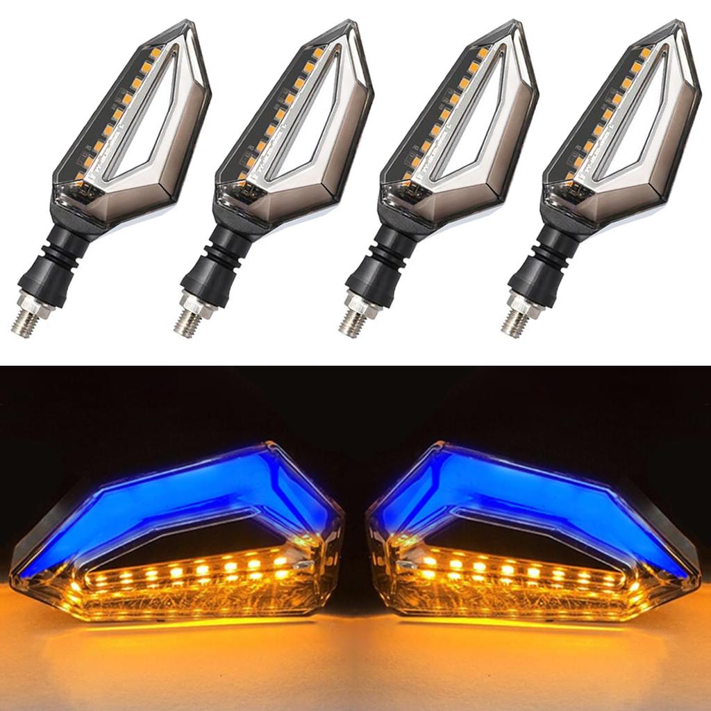 SENTOJONA Motorcycle Turn Signal LED Sequential Turn Signal General Purpose Waterproof Set of 4 Motorcycle Front, Rear, Left and Right 12V Mounti