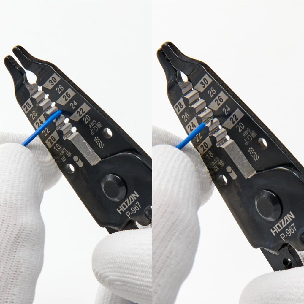 Инструмент для зачистки проводов HOZAN для тонких проводов общей длины и веса со специальным стопором, 163 мм, 80 г, P-967