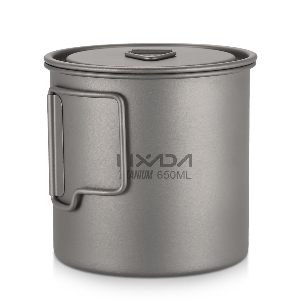 Сверхлегкая титановая чашка, портативная кружка для воды для кемпинга, пикника и складной ручки, 300 мл