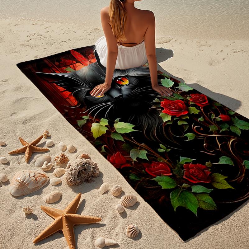 Crystal Cats Fantasy Beach Towel, Super Soft Microfiber, Gift for Her/Him, Birthday, for Pool, Beach, Travel, Home Decor Fan gifts