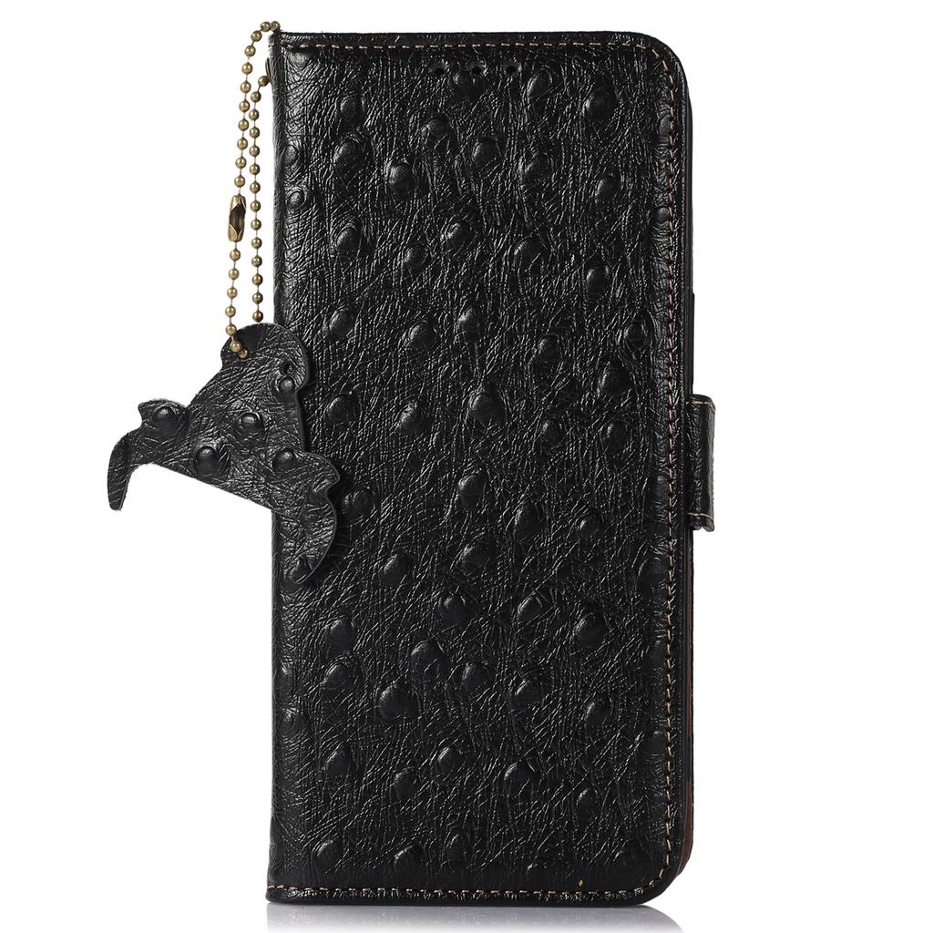 For Asus ROG Phone 8 5G/Phone 8 Pro 5G Ostrich Texture Wallet Case Genuine Cow Leather Phone Cover