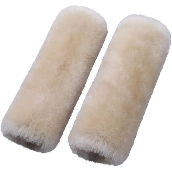2 Pack Sheepskin Car Seat Belt Cover Pads | Wool Seatbelt Cushions | Fuzzy Soft Seat Belt Should Pad Cushion Protect Neck | Stylish Luxury Appearance