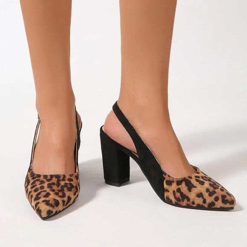 Мода Элегантные Женские Туфли на Каблуке Бренд Слингбэки Острый Носок Женские Сандалии Летние Офисные и Карьерные Ремешок с Пряжкой Носок Мысок Высокий Каблук