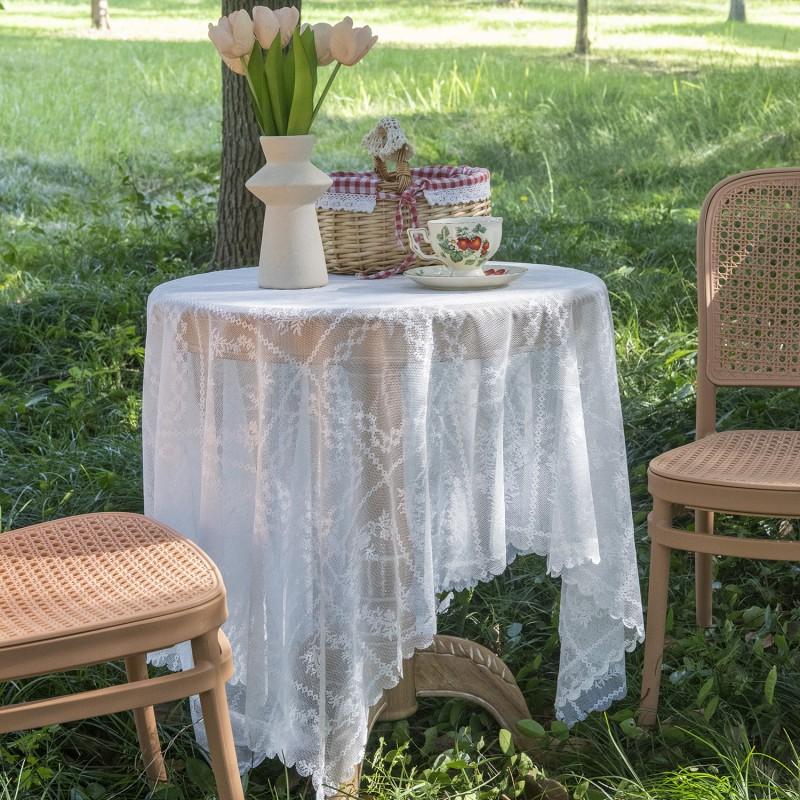 Vintage Lace Tablecloth Round Rectangle Coffee Table Nightstand Fridge Cover