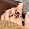Medieval Plated 18K Open Ring Inlaid Zircon Cross Light Luxury High-End Niche Design Personalized Ring Woman