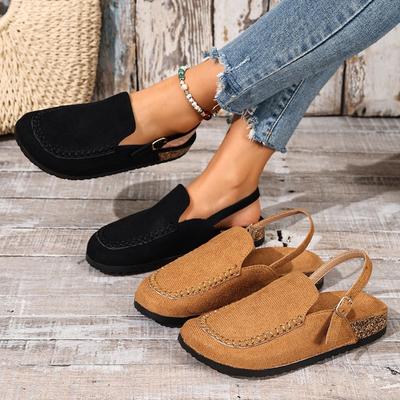 Новая женская обувь с большим носком и открытой пяткой, удобная замша на мягкой подошве, ретро-стиль