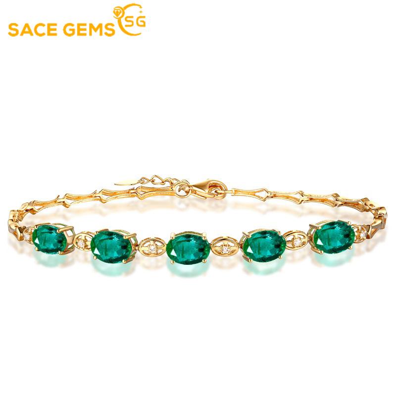 Sace Gems Zircon Bracelet Jewelry Geometric Bead Chain Link Bracelets Fashion Fine Wedding Gift for Girlfriend Women