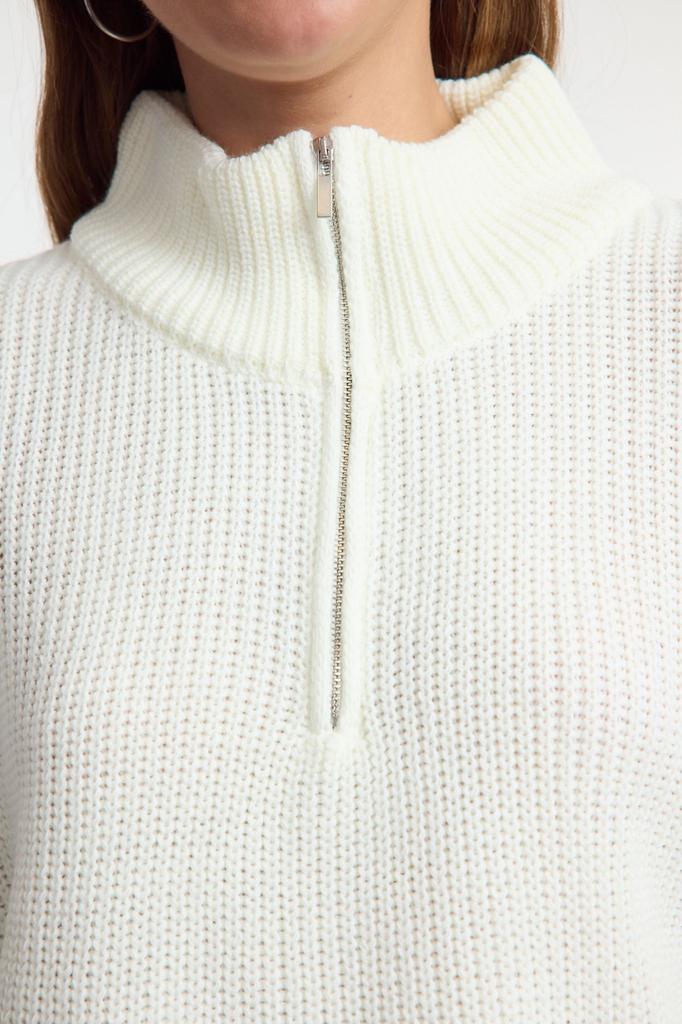 Женский свитер в элегантном стиле, суперукороченный трикотаж с застежкой-молнией и камнем