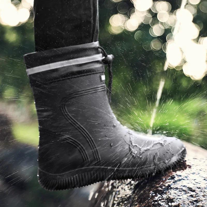 Модные нескользящие мужские резиновые сапоги, зимние бархатные теплые резиновые сапоги, рабочие ботинки для мужчин, обувь для поваров, обувь для рыбалки, высокое качество