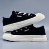 Fashion New Design Black Men's Canvas Shoes Low Cut Platform Skate Shoes For Men Fashion Lace-Up Vulcanize Shoes For Men Zapatos De Lona