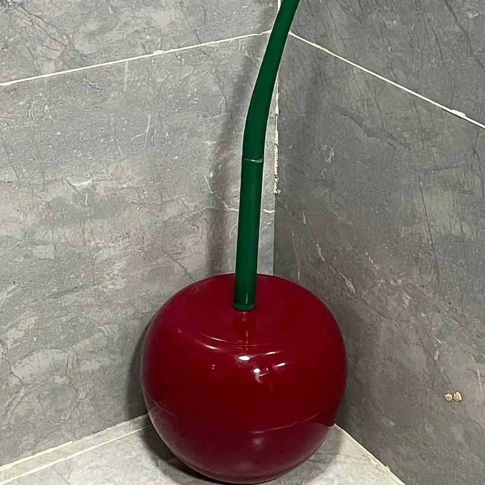 Щетка для унитаза вишневого цвета с основанием, креативный милый держатель щетки для чистки унитаза, гибкая щетка с мягкой щетиной, аксессуары для ванной комнаты