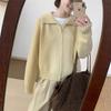 Высококачественный модный женский вязаный кардиган-куртка с лацканами и двойной молнией, новинка осенне-зимнего сезона, повседневный ленивый стиль