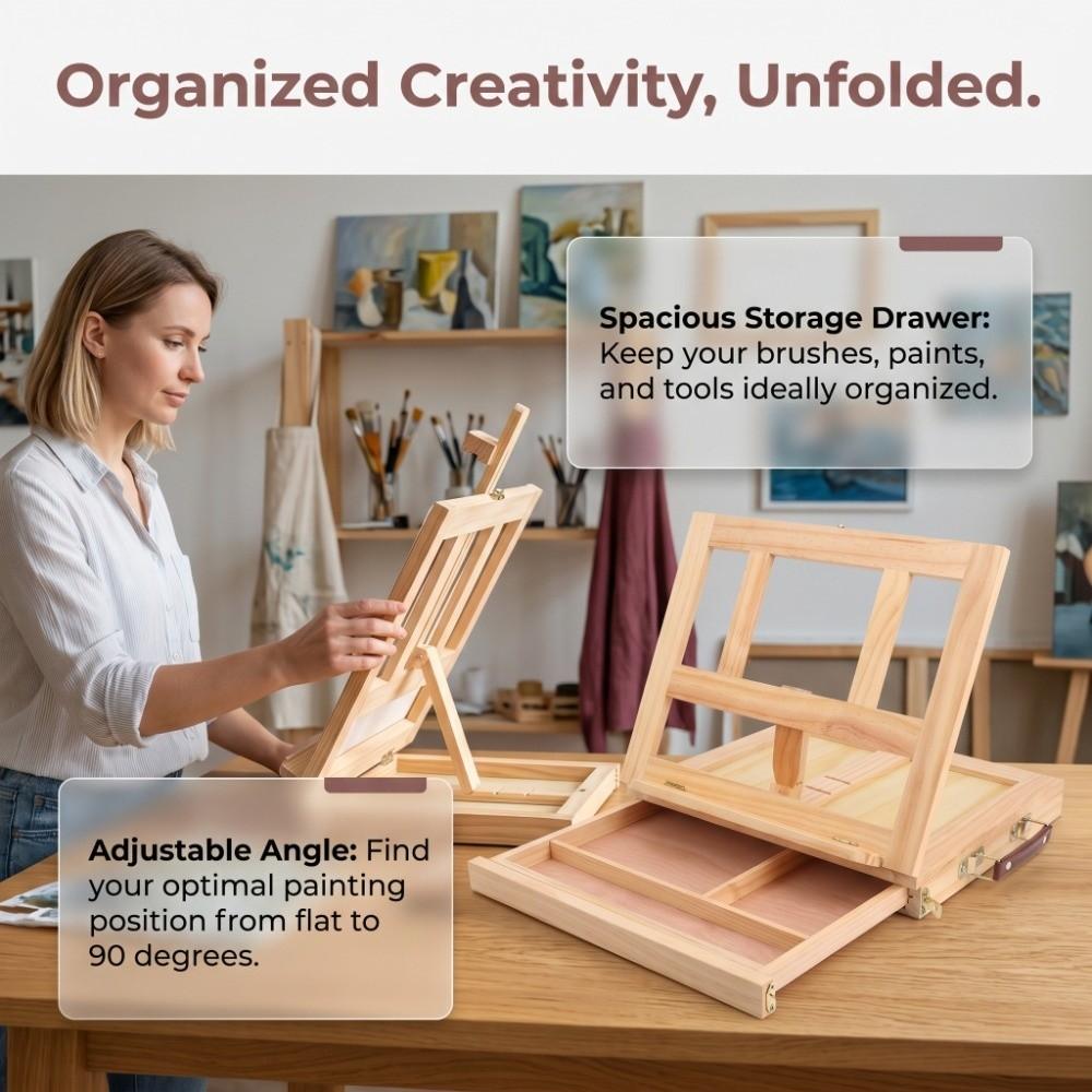 Adjustable Art Support Rack with Drawer Painting Stand Artist Easel Desktop Oil Painting