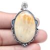 Pendant Fossil Coral Gemstone Valentine'Day Gift Silver Jewelry 2.25"