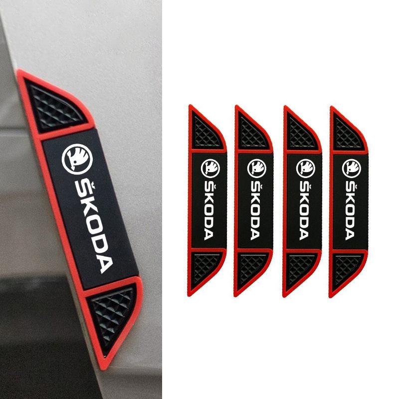 JKFB8 4Pcs Car Door Protector Guard Strip For Skoda Scratch Stickers For Skoda S Kodiaq Fabia Kamiq Karoq Octavia 3 A5 A7 Rapid Scala