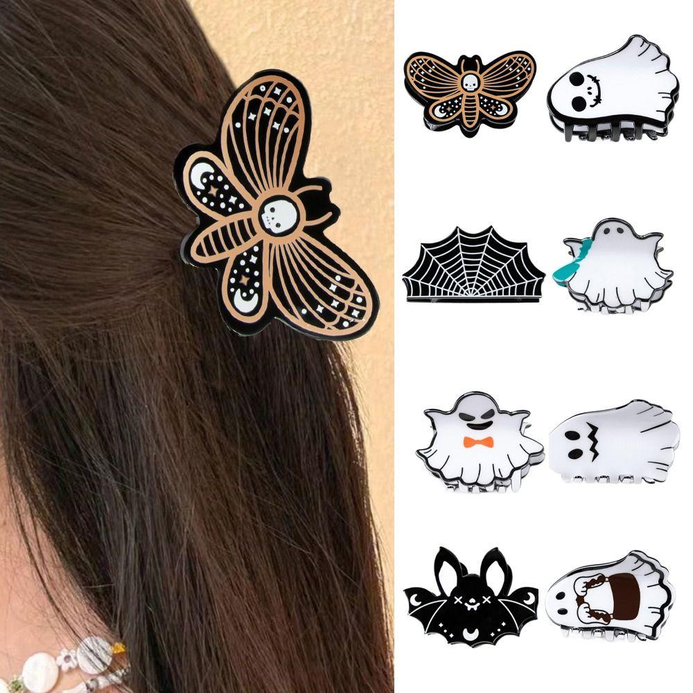 Halloween Butterfly Hair Clip Skeleton Halloween Shark Clip Funny Ghost Hair Claw  Female/Girls