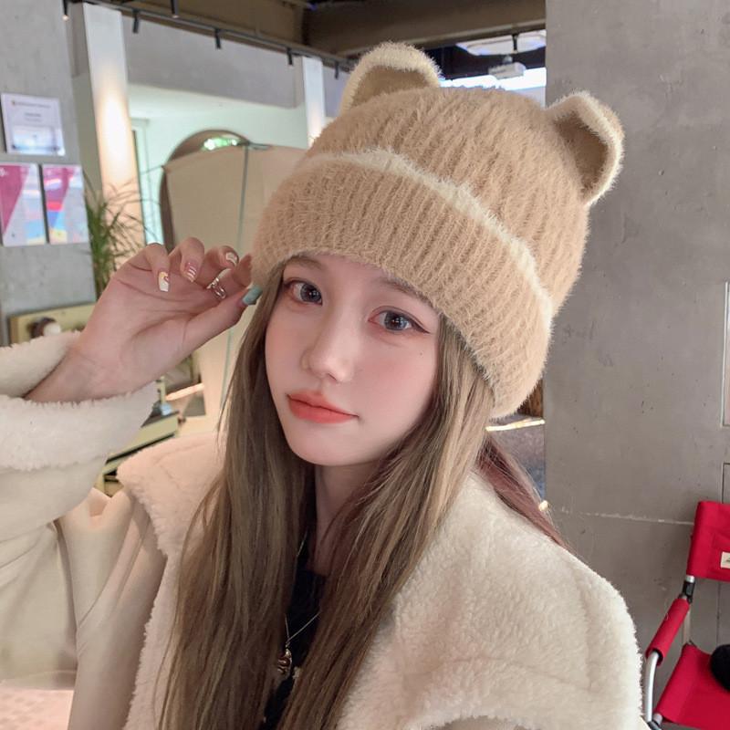 Knitted Hat For Women Winter Warmth Breathable Windproof With Cute Ear Design For Casual Wear