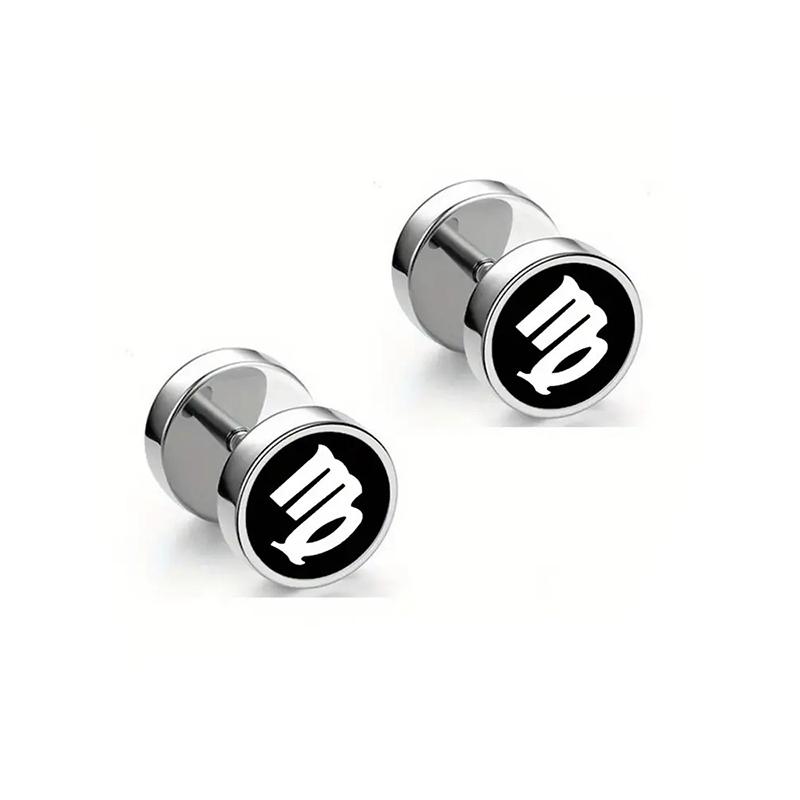 Мужские Модные Серьги-Гантели из Нержавеющей Стали со Знаками Зодиака