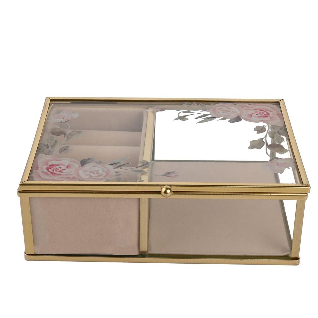Sophia Classic Floral Glass Jewellery Box - Small