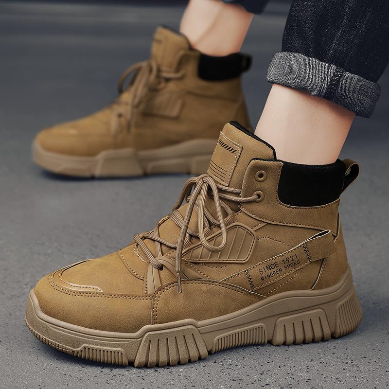 Fashion Men Boots Retro High Top Leather Booties Autumn Winter Platform Boots Outdoor Tooling Men Shoes Botas De Hombre