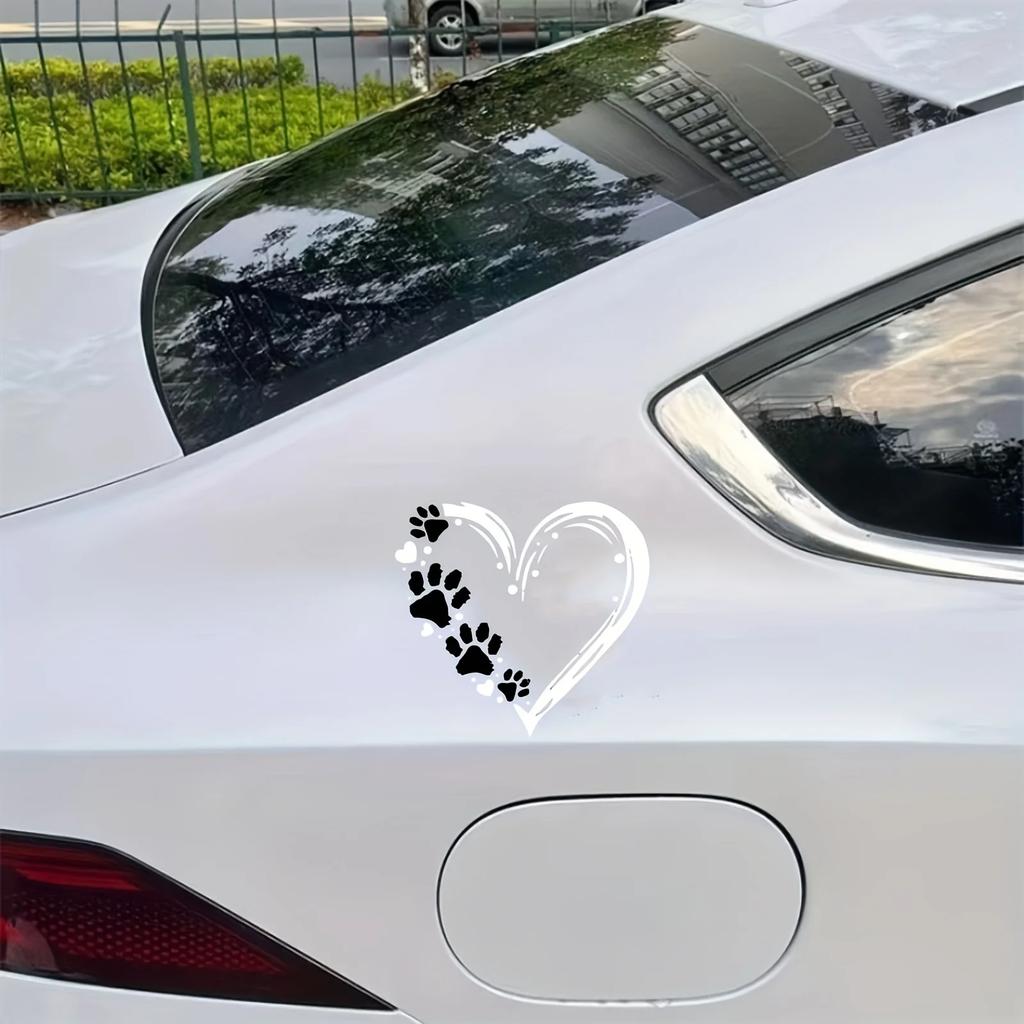 1PC Heart Paw Print Car Stickers Waterproof for Trunk Laptop Motorcylcle Vinyl Decals Scratches Cover Funny Auto Decoration