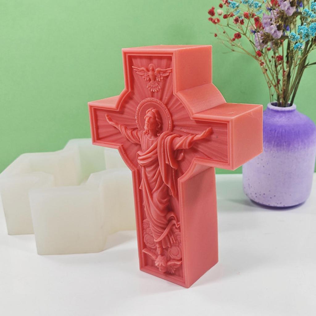 Religious Cross Candle Mold Scalpture Candle Mold for DIY Candle Gypsum Ornaments Home Decorations Epoxy Resin Casting