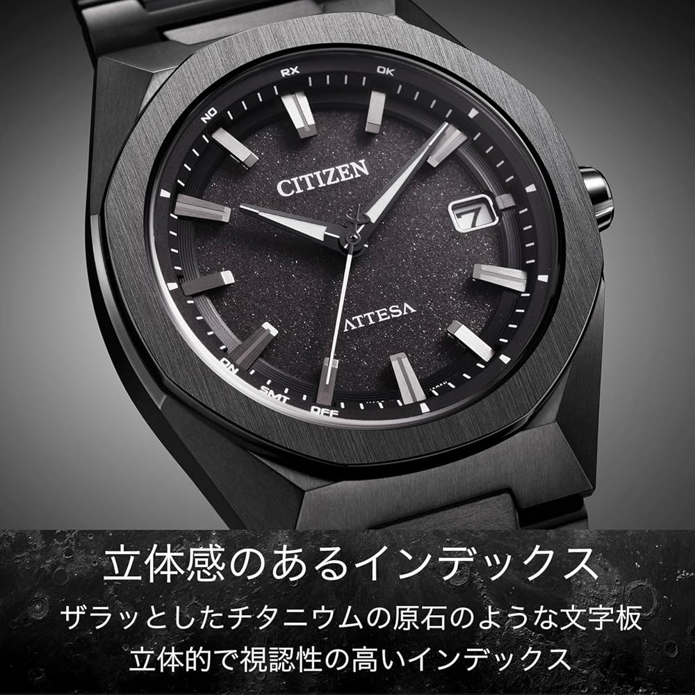 Мужские часы Citizen Attesa Eco-Drive на солнечной батарее Черный титан 3 стрелки Водонепроницаемые Аналоговые Сапфировое стекло