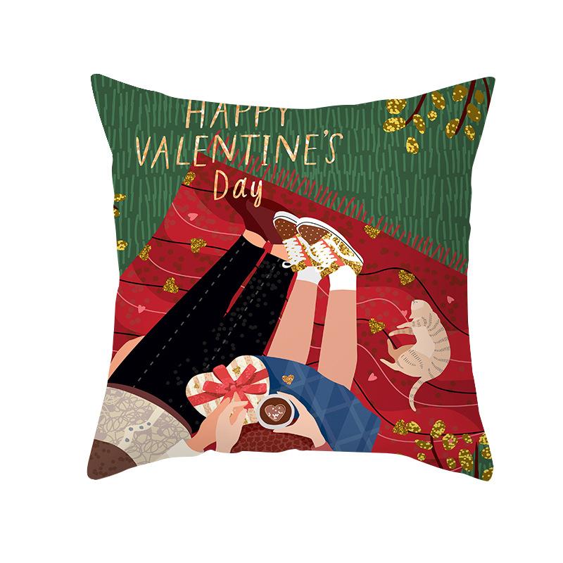 Valentine'S Day Throw Pillow Cover For Home Sofa Armrest Cover Short Plush Printed Cushion Cover For Living Room And Bedroom