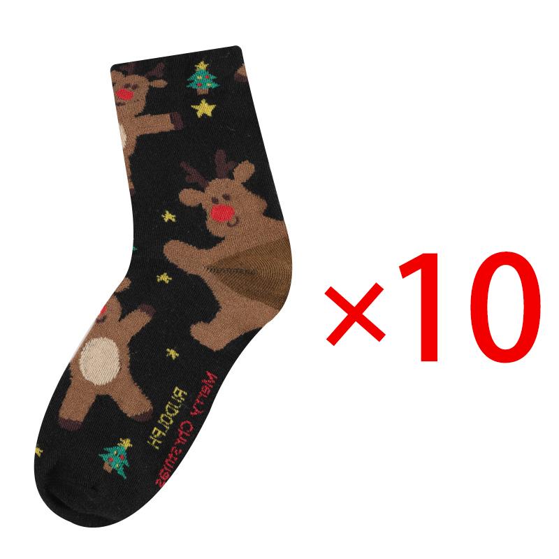 10 пар рождественских носков женские осенне-зимние теплые носки снеговик лось пряничный человечек милые мультяшные носки до середины икры Санта-Клаус