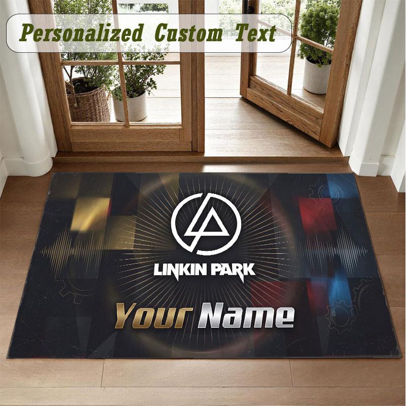 Crystal Velvet Square Rug Custom NameLinkin Park Pattern Non Slip Home Floor Decor Rug