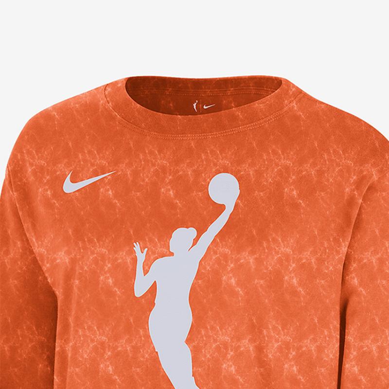 Nike Футболка Team 13 Logo Gradient с круглым вырезом и длинным рукавом, женская, оранжевая, FZ0148-820