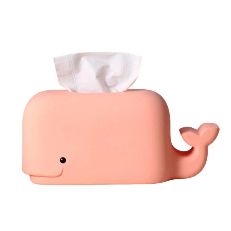 Whale Shaped Tissue Box Cover Silicone Napkin Holder Large Capacity Paper Towel Container for Home Office Apartment