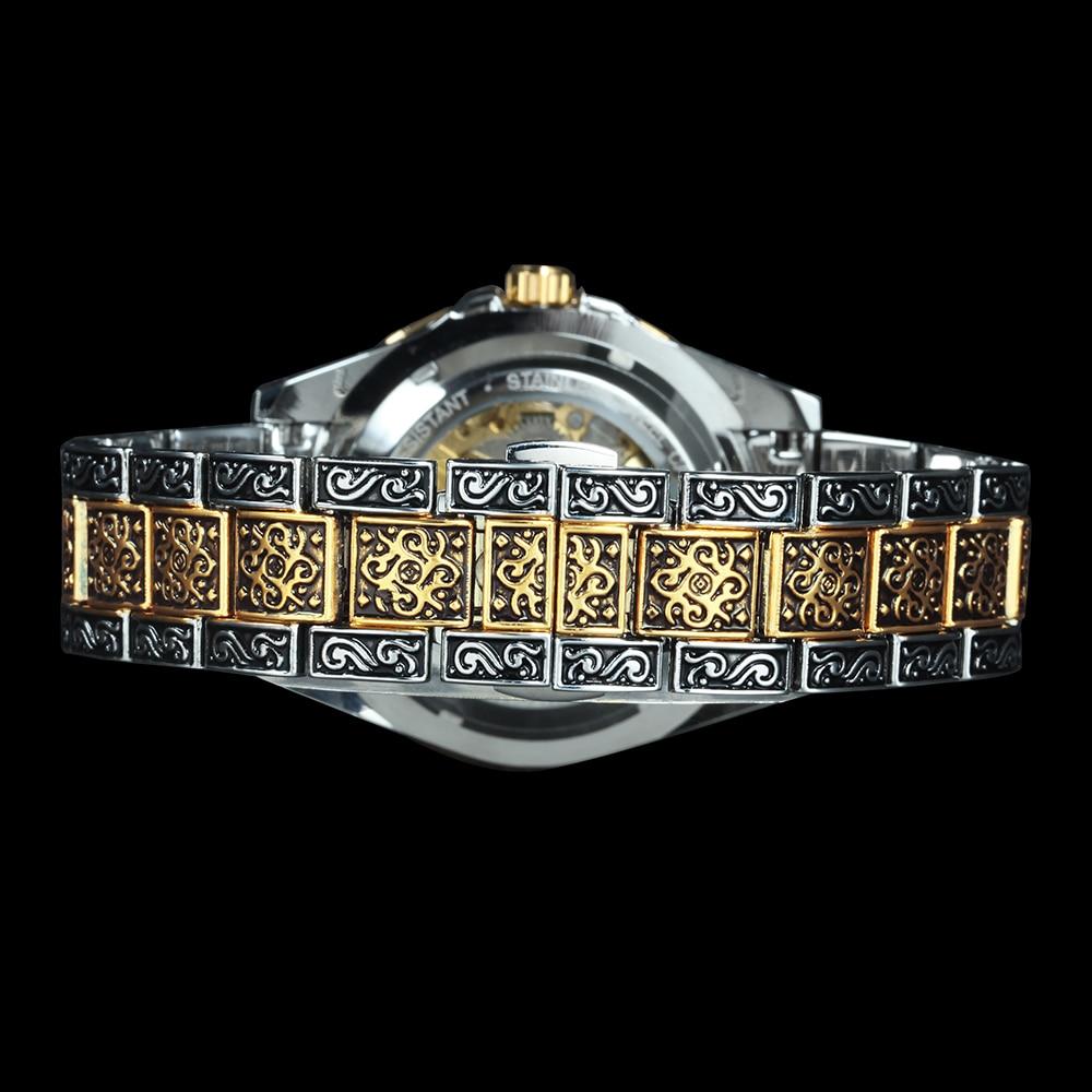Mechanical Mens Watch Automatic Men Wristwatch Luxury Stainless Steel Skeleton Watches Gold