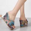 Fashion Plus Size 2025 Hot Sale Platform Open Toe Women's Slippers Summer Printing Wedges Sandals Outdoor Daily Casual Slippers Zapatos