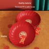 Festive Red Plastic Fruit Plate with Fu Character