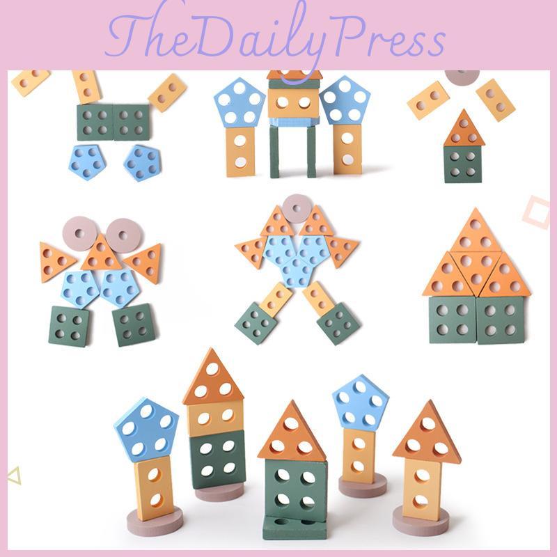 Деревянные Геометрические Формы Развивающие Строительные Блоки Детские Игрушки Цвета Моранди