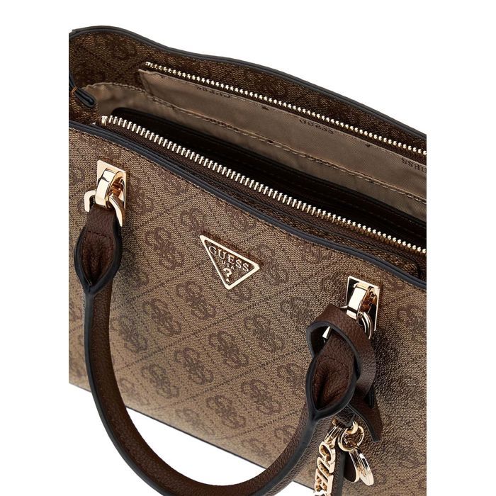 GUESS Sac à main brun clair marron pour femme - Noelle II Multi Compartment Satchel S Latte Logo / Brown 327666