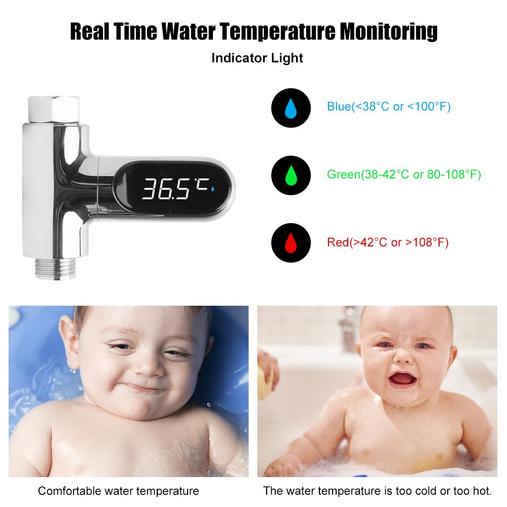LED Display Hot Tub Water Temperature Monitor Shower Faucets Water Thermometer Bathing Temperature Meter Home Electricity