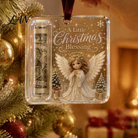 Holiday Hanging Money Holder Christmas Cash Gift Ornament, Clear Acrylic Holder, Xmas DIY Box Tree Decoration, Funny Ways to for Christmas,