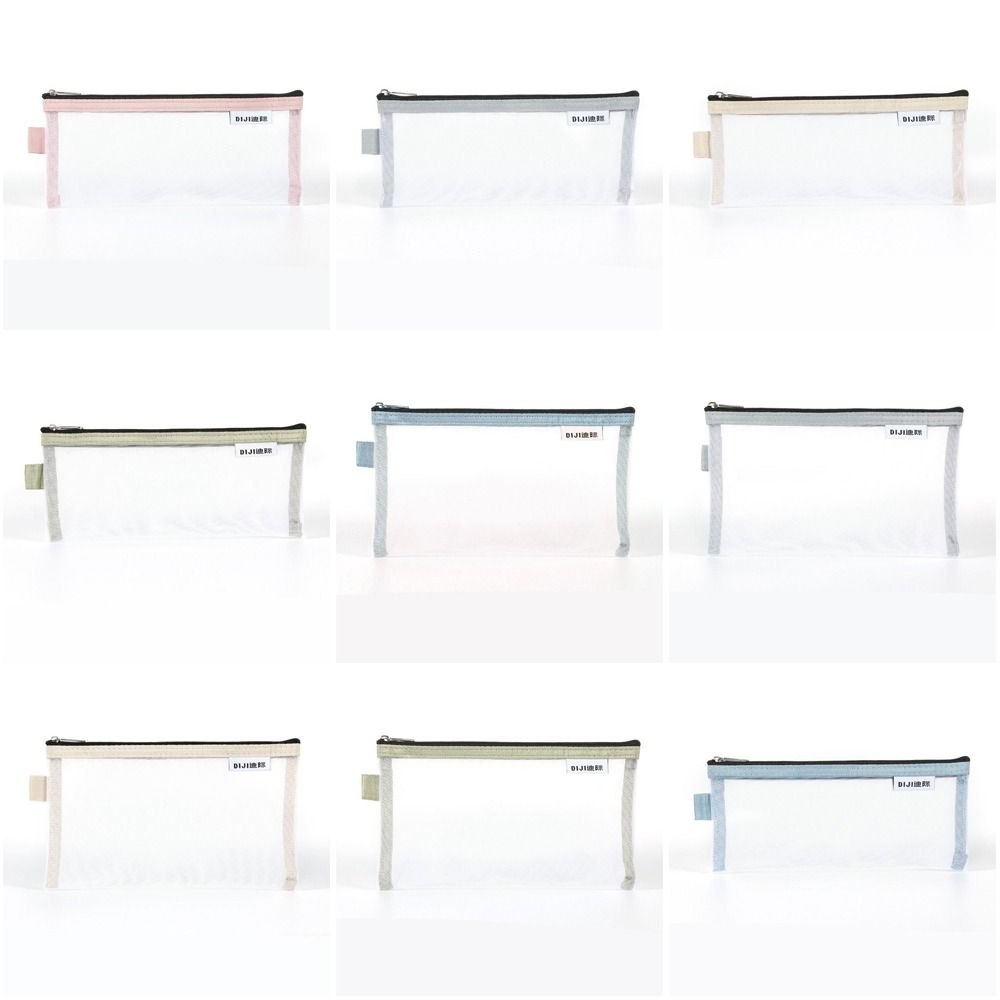 Zipper Pouch Small Wallet Grid Pencil Bag Mesh Storage Bags Stationery Bag Transparent File Bag