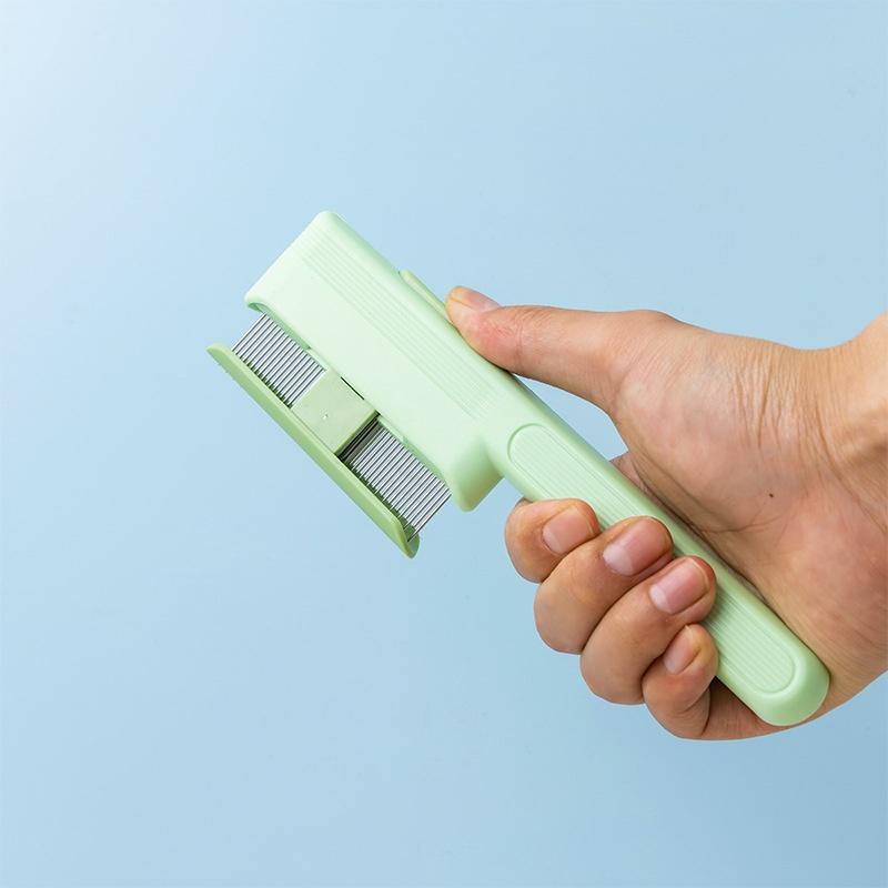 Pet Hair Removal Comb Flea Comb,New One-Click Self-Cleaning Pet Removal Combs for Short&Long Hair Cat Dog Comb for Grooming Mass